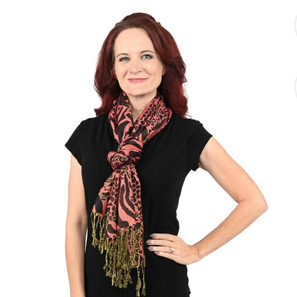 NWT NYC Fuchsia Animal Print Pashmina Shawl/Scarf